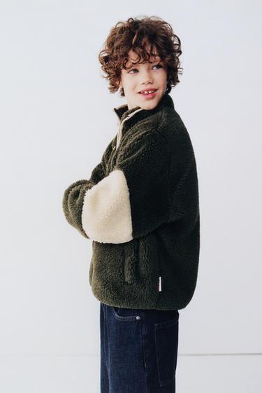 FAUX SHEARLING FLEECE-LINED JACKET - Khaki by Zara