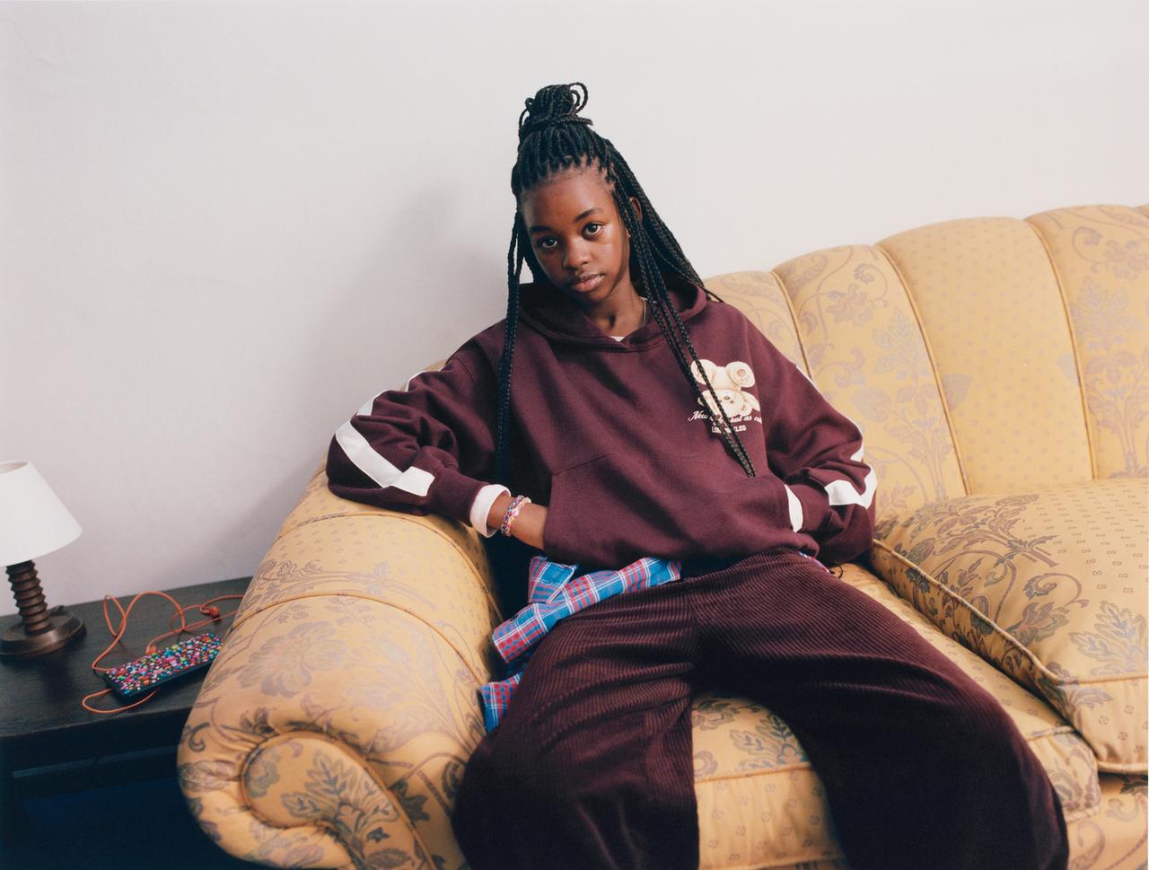 BEAR PRINT HOODIE — Eggplant