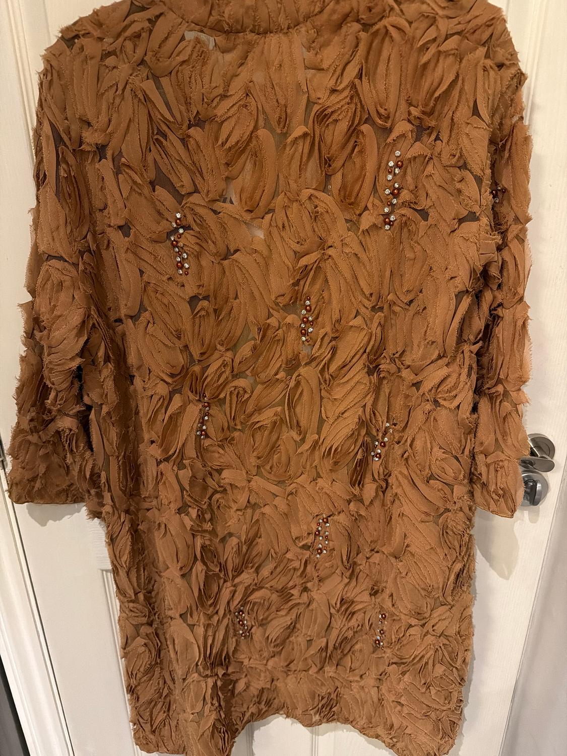 TEXTURED COAT WITH FAUX PEARLS AND BEADS - Image 2