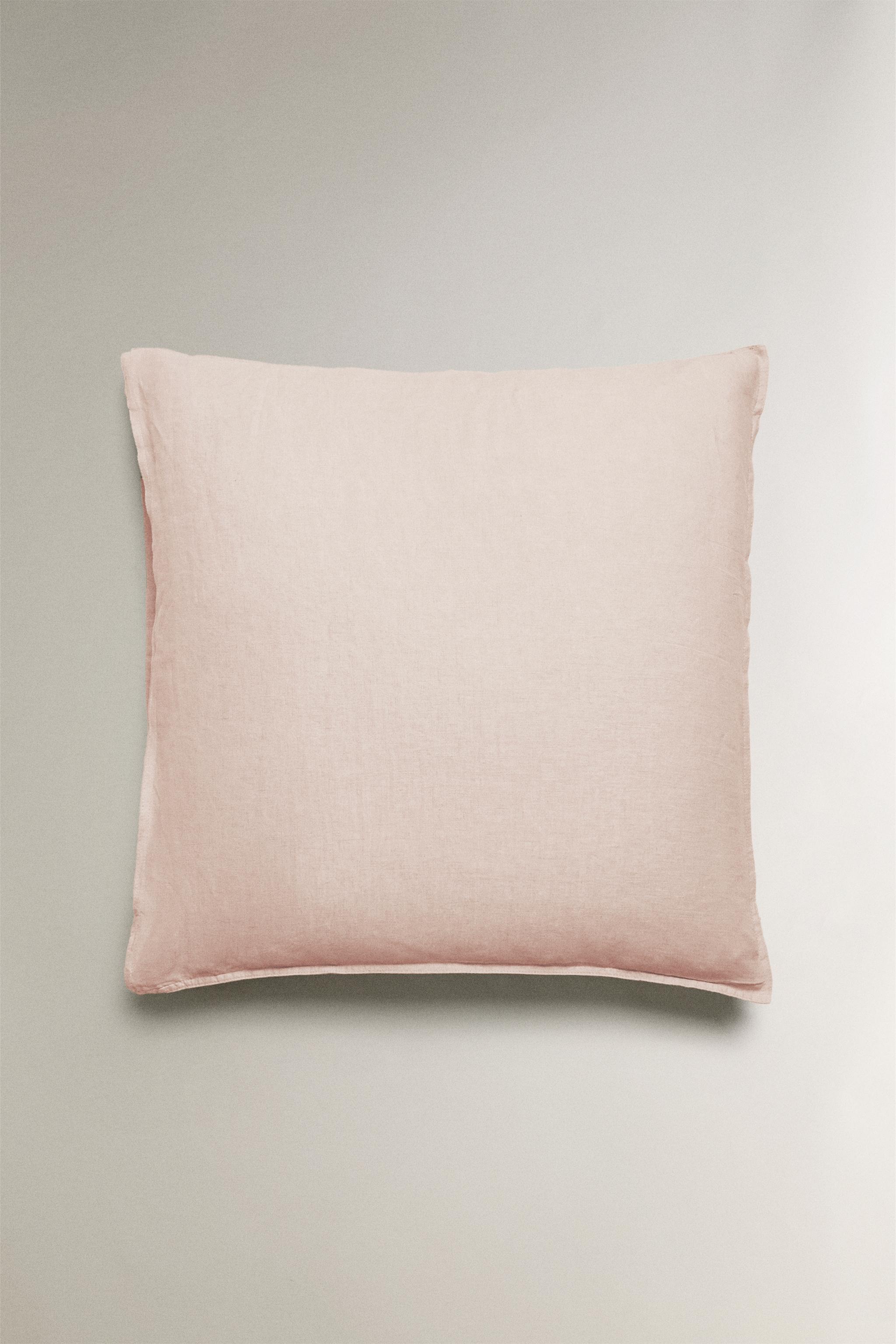 WASHED LINEN PILLOWCASE — Pink