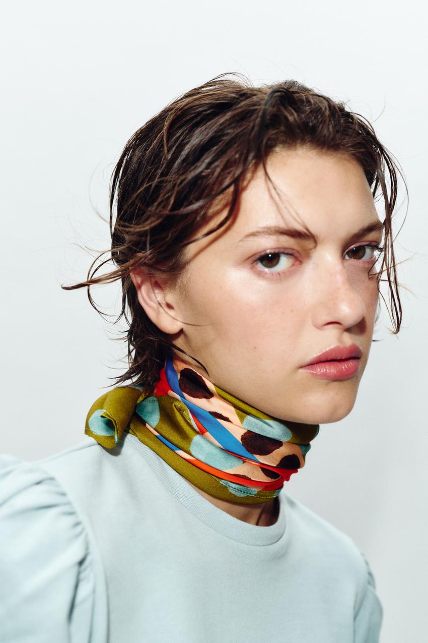 ZARA 100% VISCOSE POLKA DOT PRINT SCARF