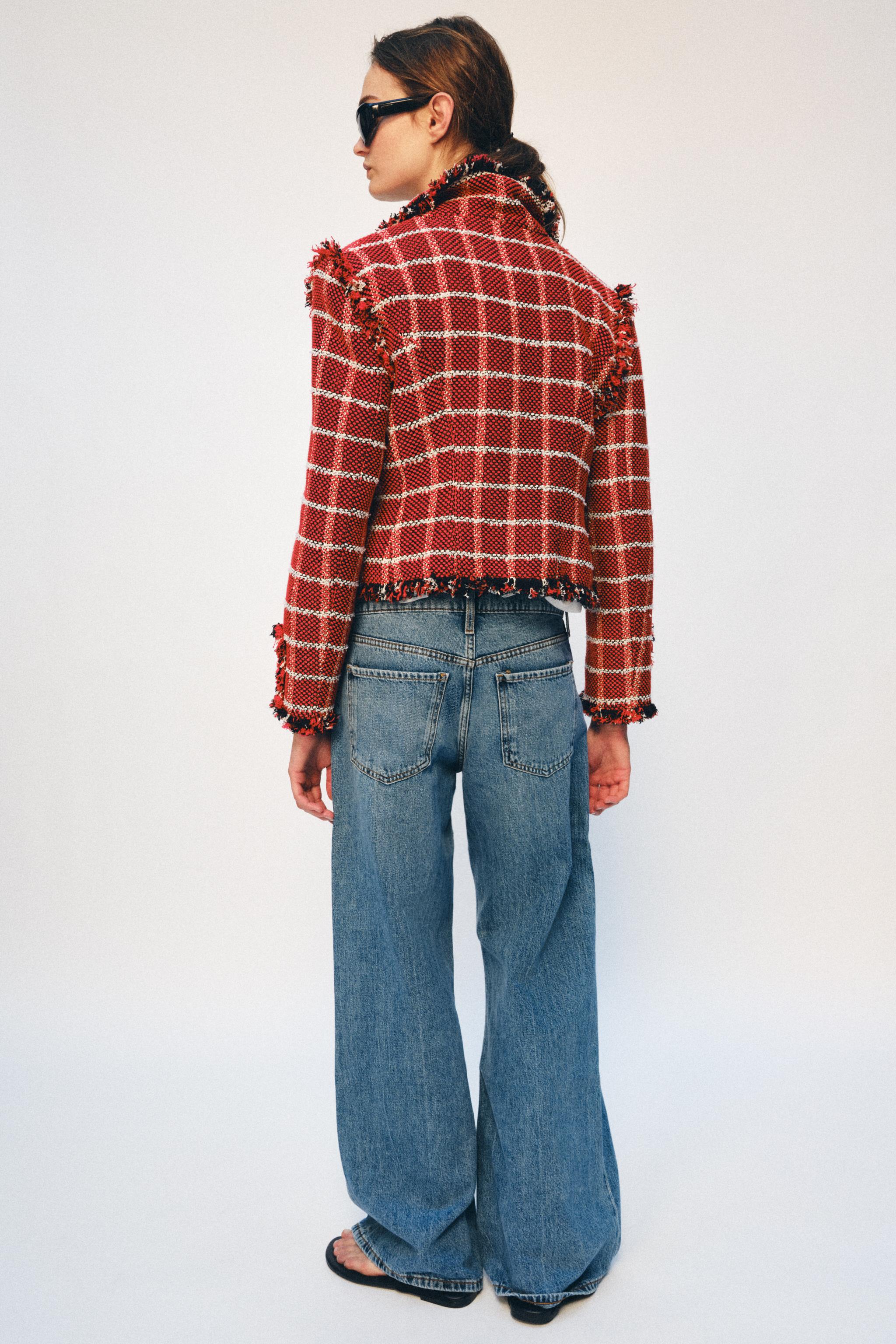 ⚠️ZARAページ⚠️ ZW COLLECTION HERRINGBONE TEXTURED TROUSERS - Navy blue | ZARA Turkey