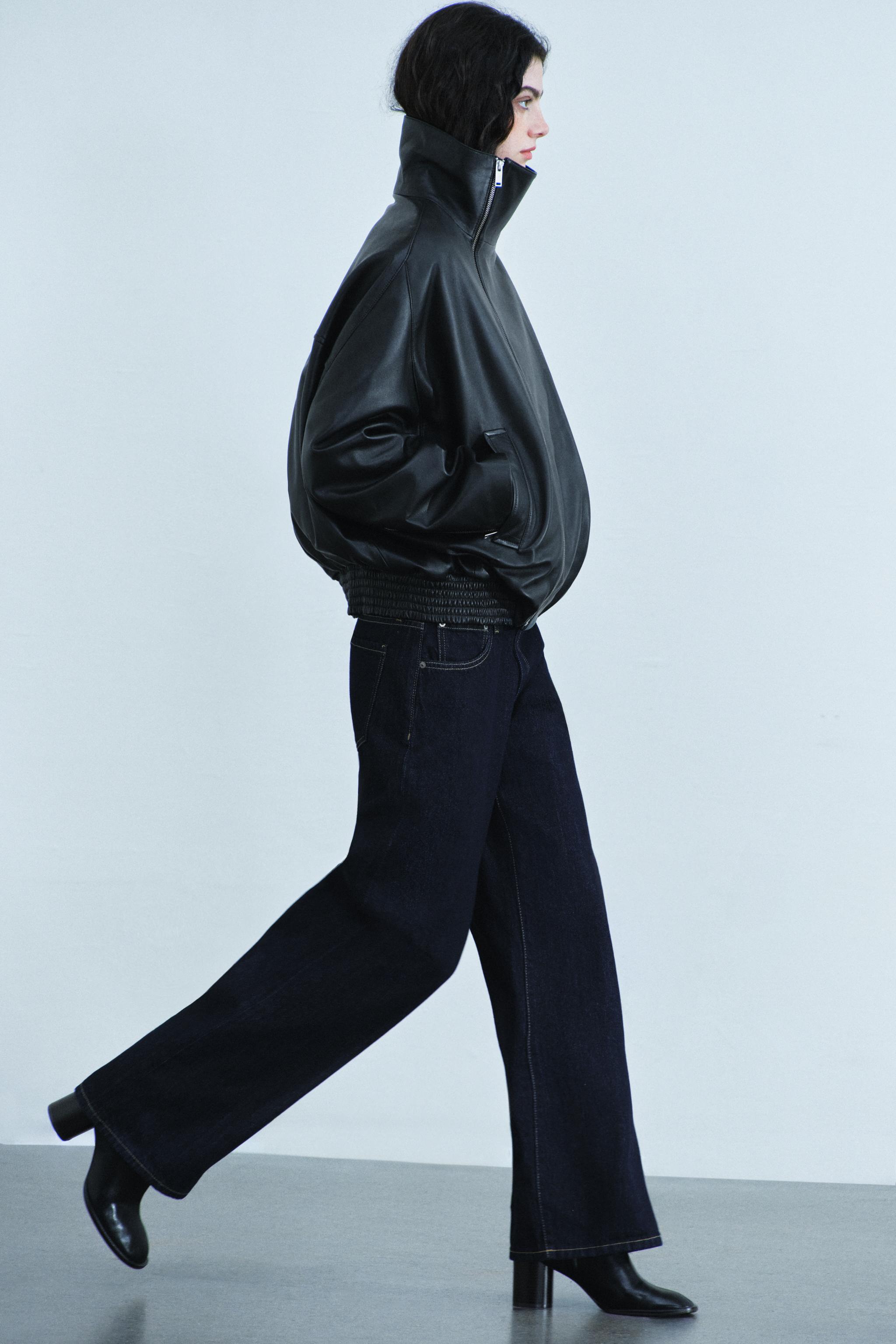 100% LEATHER ZIP-UP JACKET ZW COLLECTION