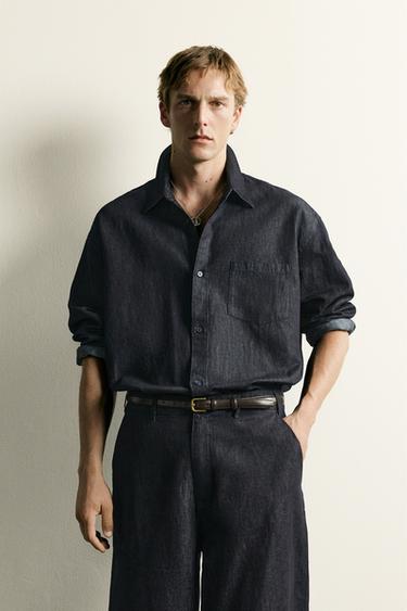LIGHTWEIGHT RELAXED FIT DENIM SHIRT - Indigo by Zara