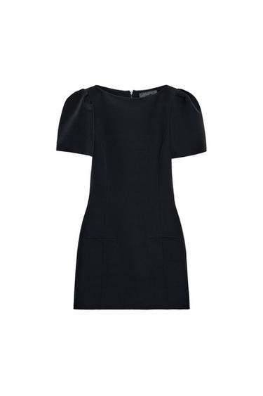 Zara SHORT PLEATED POCKET DRESS - Black