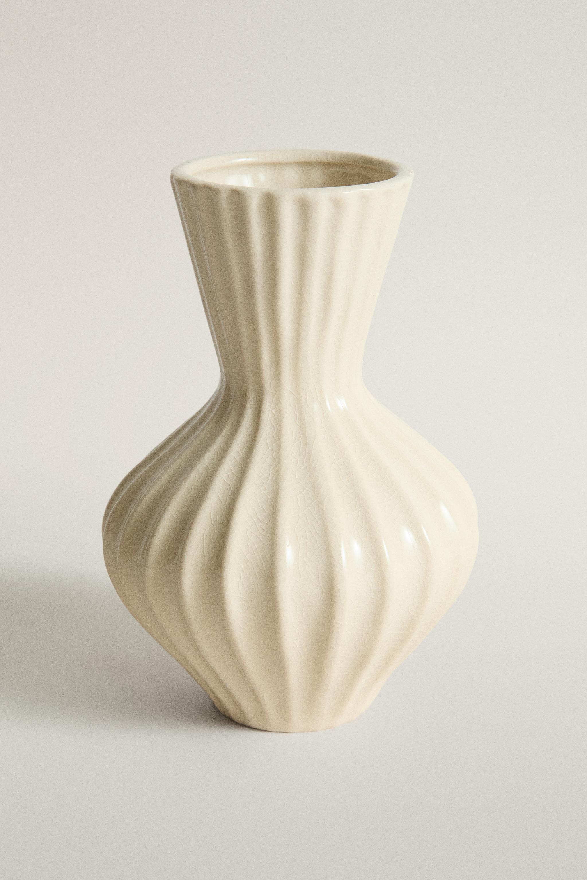 SMALL STRIPED GLAZED CERAMIC VASE