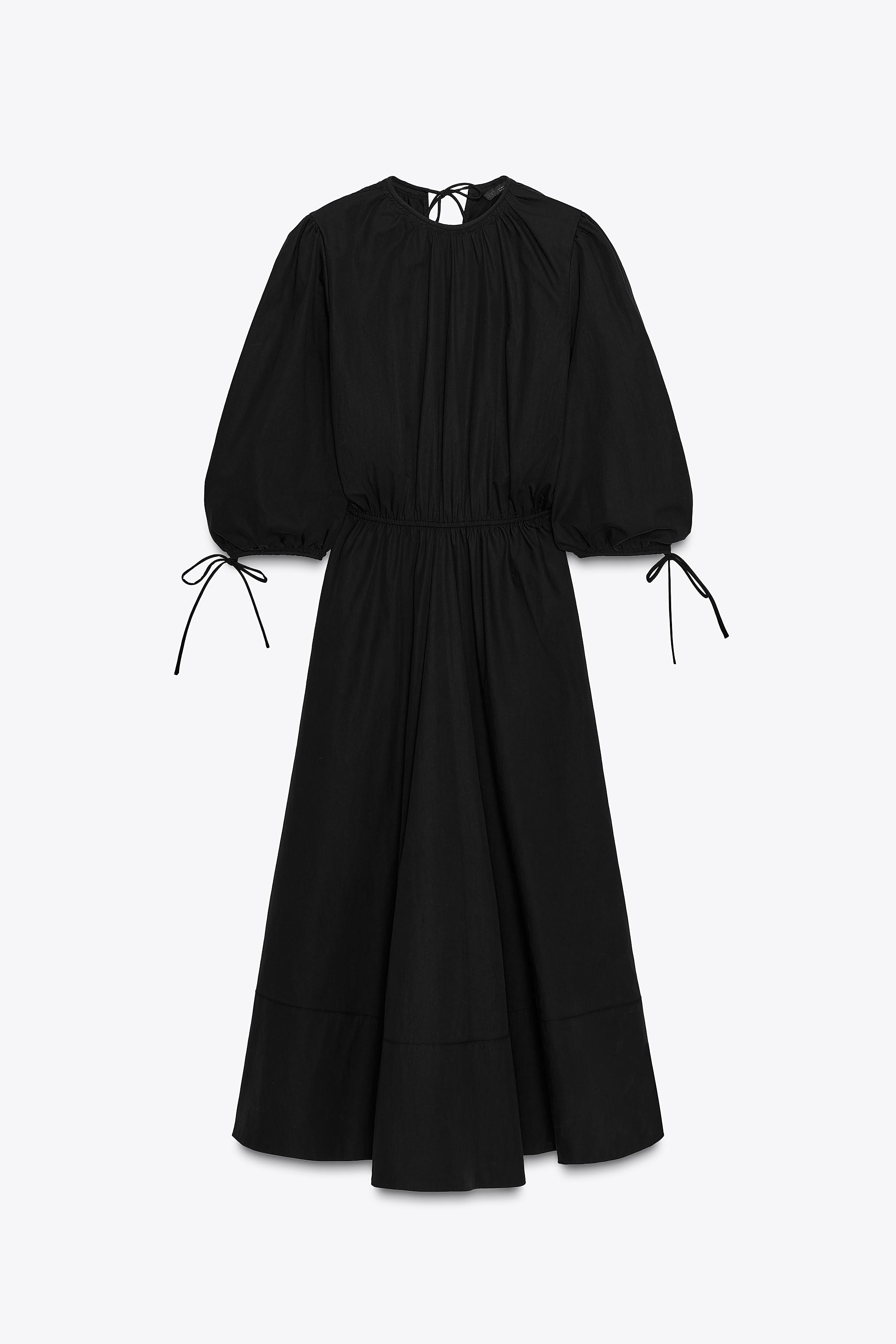 order Q4♡ ZW COLLECTION RUCHED POPLIN DRESS - Black | ZARA United States