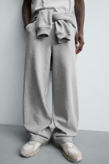 BASIC WIDE-LEG JOGGERS - Grey marl by Zara