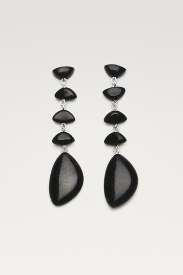 Gemstone dangle earrings — Black 1