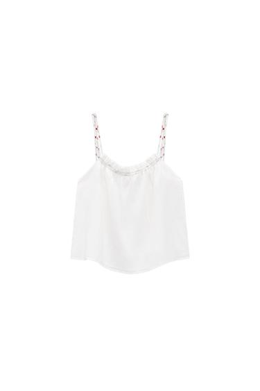 CHIFFON TOP WITH TOPSTITCHING