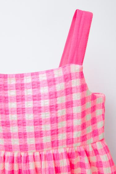 ROBE TEXTURÉE IMPRIMÉE LACET - Fuchsia de Zara - Image 2