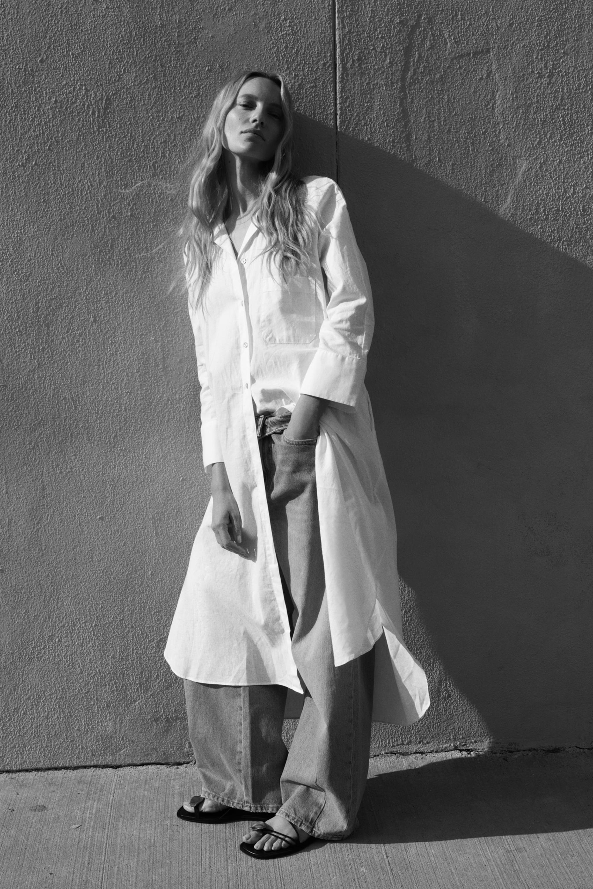 LINEN TUNIC DRESS ZW COLLECTION - White | ZARA New Zealand LINEN TUNIC DRESS ZW COLLECTION - White | ZARA New Zealand