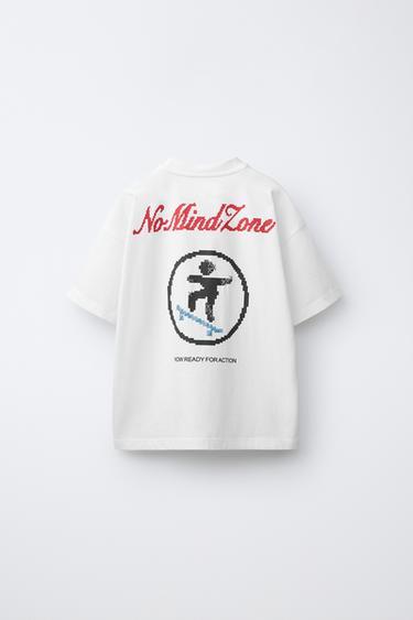 T-SHIRT IMPRIMÉ SKATE PIXEL - Blanc de Zara - Image 1