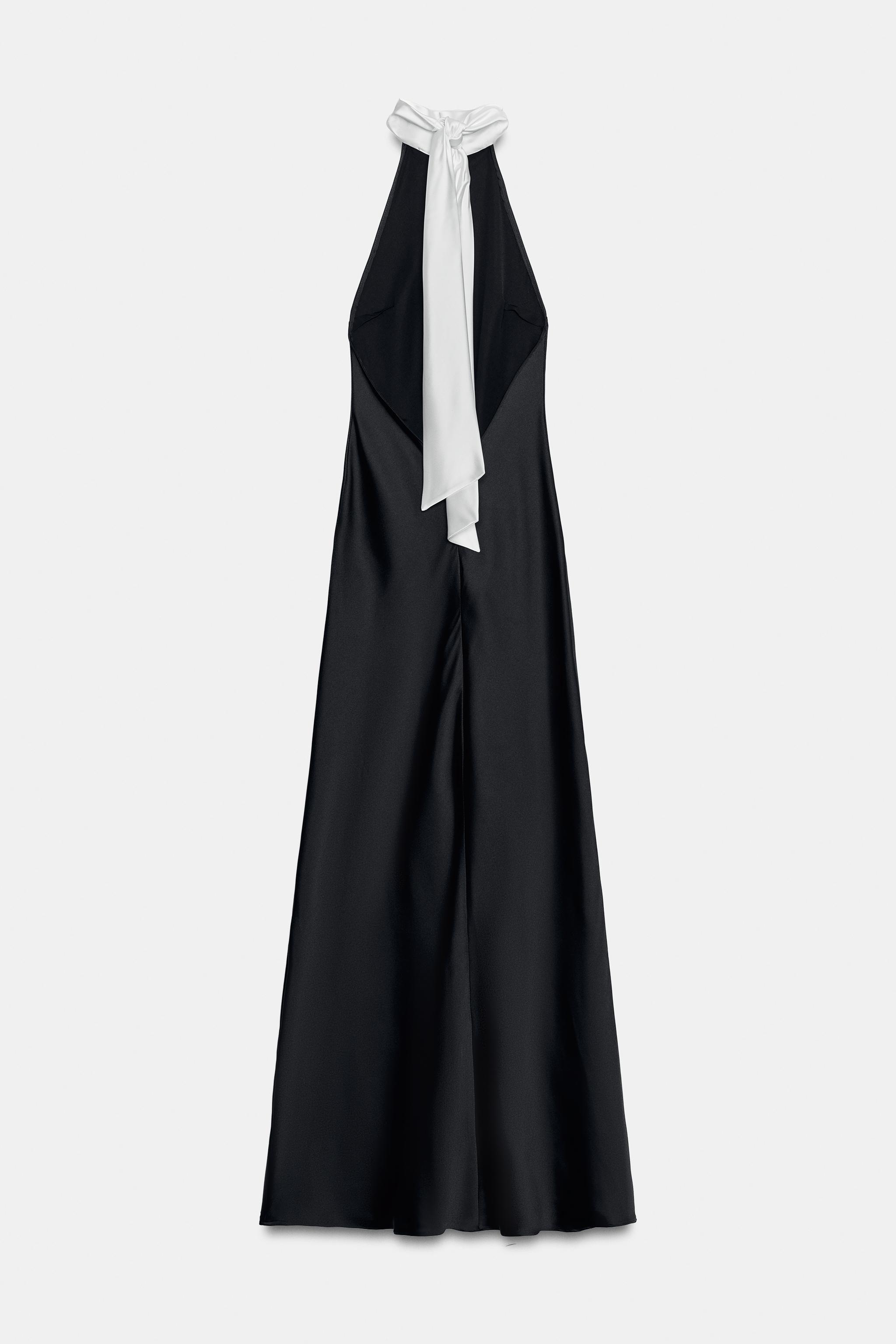 SATIN TIE-DETAIL MAXI DRESS