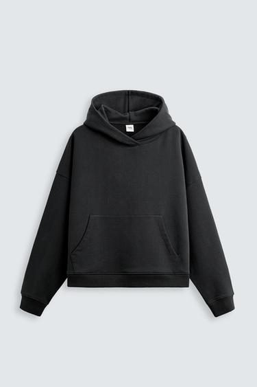 CROPPED FIT HOODIE - Black by Zara