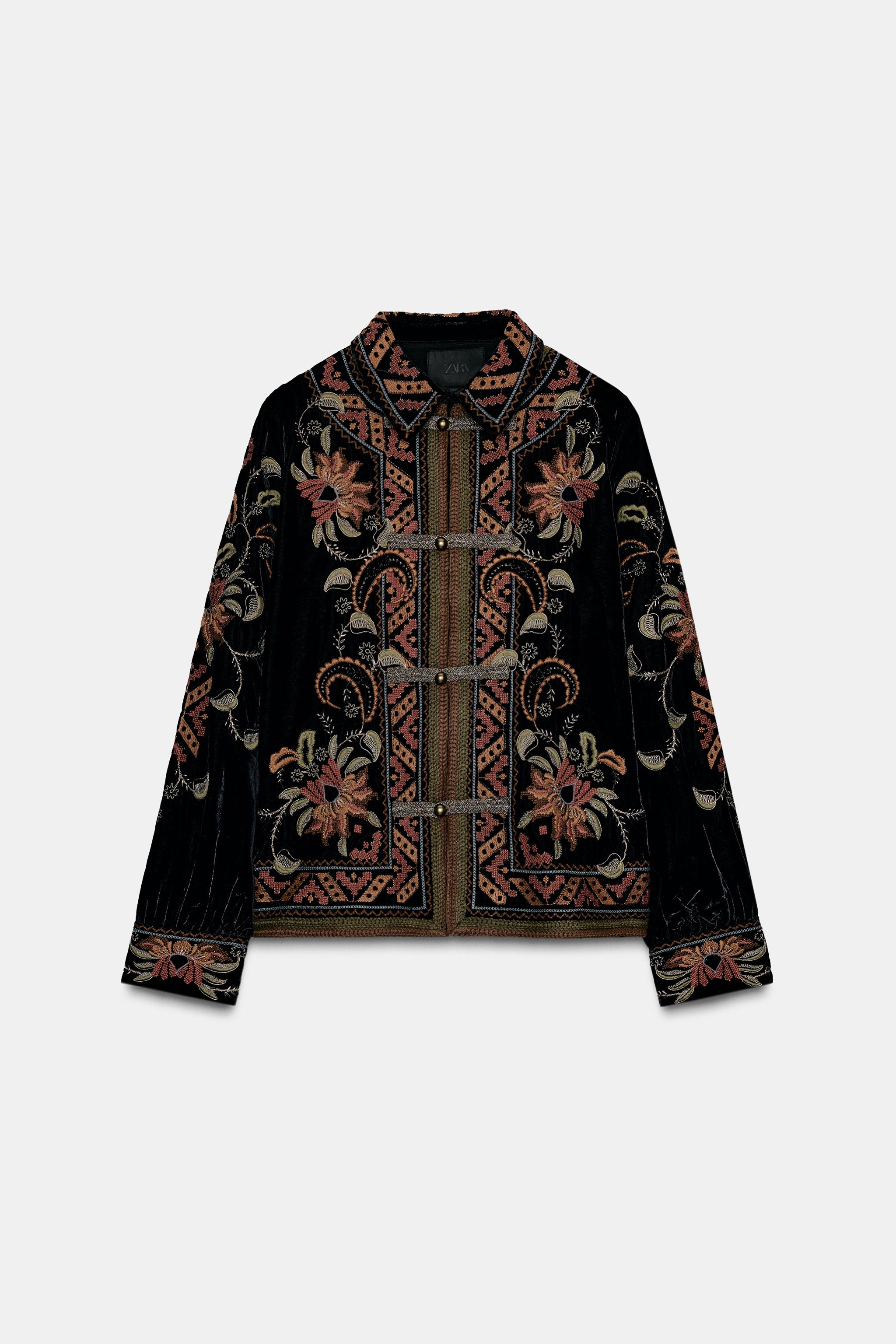 ZW COLLECTION ベルベット刺繍ジャケット - ブラック | ZARA Japan / 日本