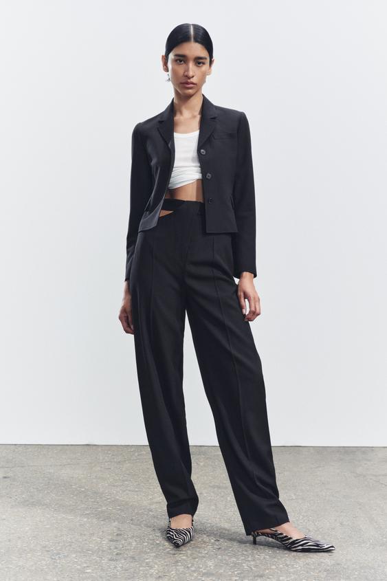 WOOL BLEND CUT OUT PANTS ZW COLLECTION - Black | ZARA United States