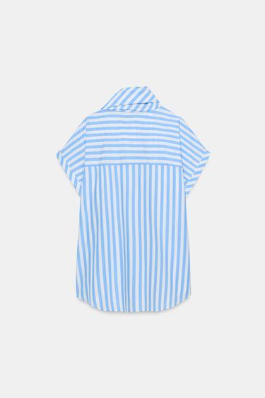 STRIPED SHIRT WITH BOW - Blue/White by Zara - Image 7