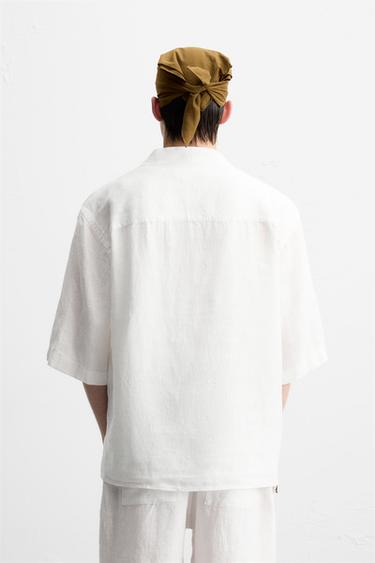 100% LINEN OVERSHIRT - White by Zara - Image 2