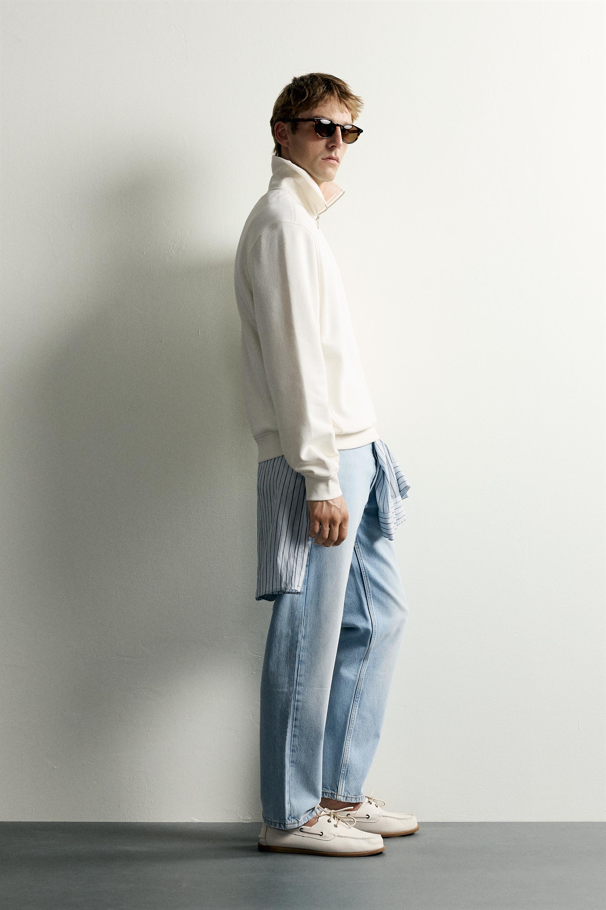 Zara FERMUARLI DİK YAKA REGULAR FIT SWEATSHIRT görsel 2