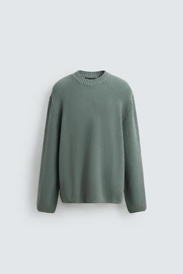 JERSEY RELAXED FIT ESTRUCTURA - verde lavado de Zara