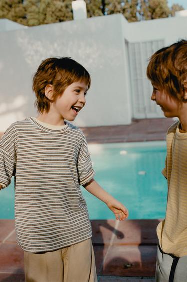 ZARA TIMELESS - BLUZË ME EFEKT PESHQIRI ME VIJA - E kaltër/ E bardhë nga Zara