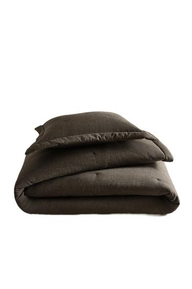 COTTON AND CASHMERE QUILTED BEDSPREAD - Dark grey by Zara