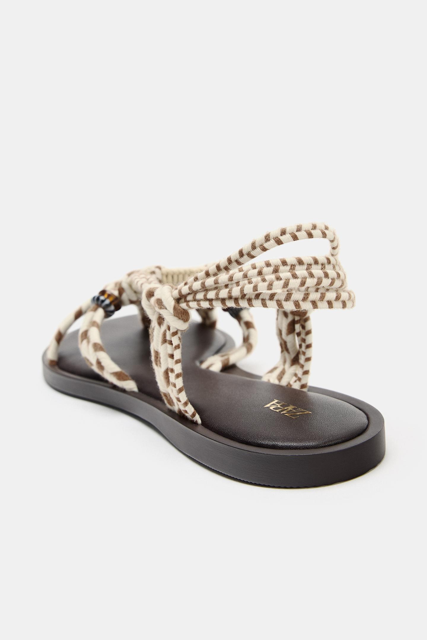 Женские сандалии Zara Strappy Flat, цвет: Белый — фото 6
