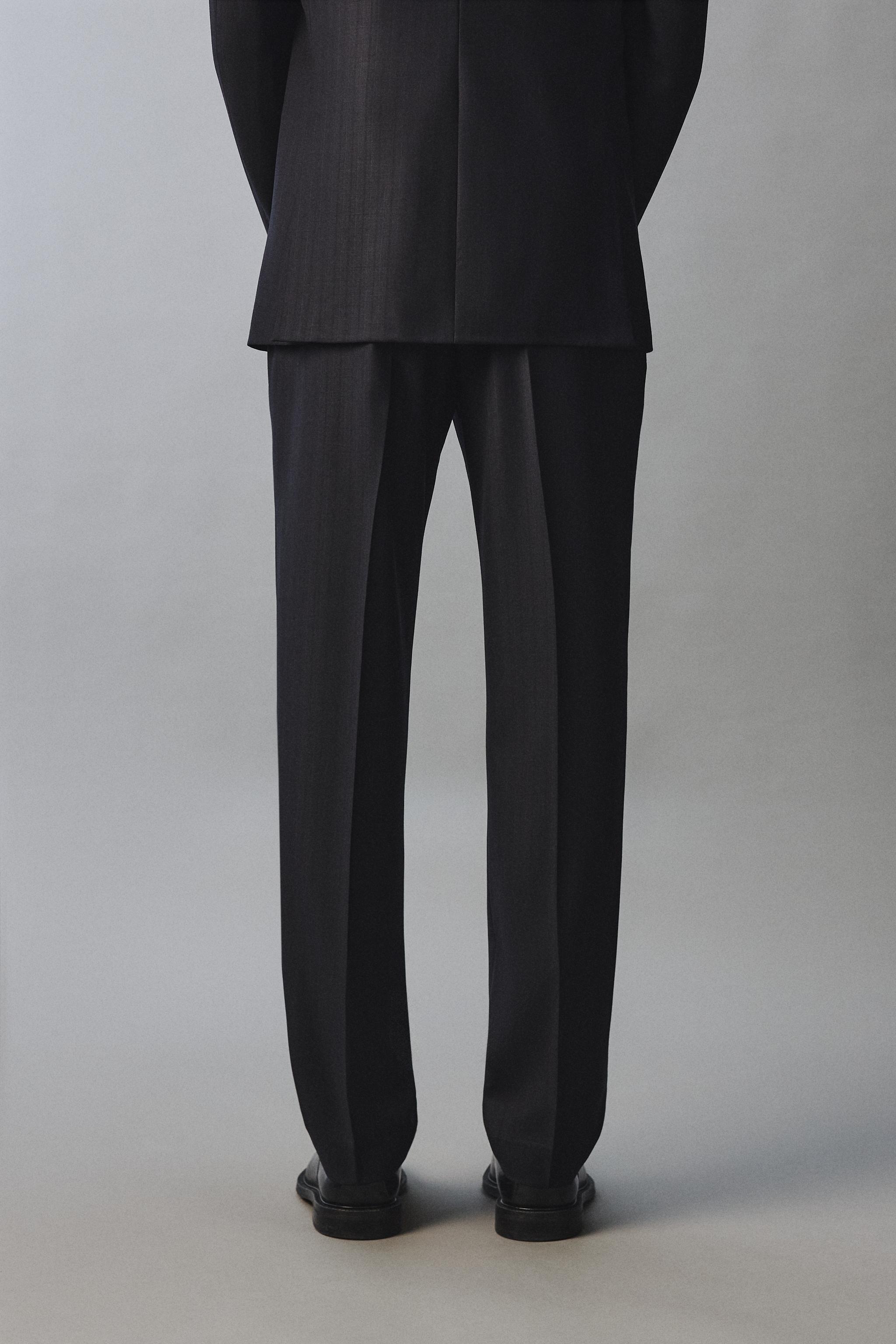 100% WOOL PINSTRIPE SUIT PANTS
