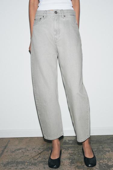 Zara ZW COLLECTION TAPERED MID-RISE JEANS - Gray