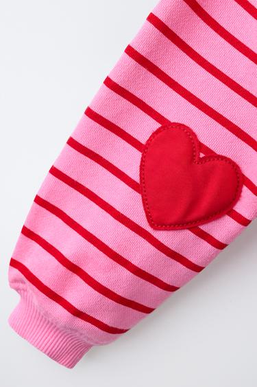 SWEAT À RAYURES ET CŒURS - Rose chewing-gum de Zara - Image 4