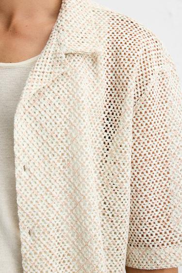 TEXTURED SHIRT WITH CUTWORK - Beige-pink by Zara - Image 5