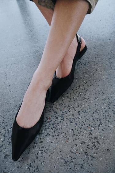 POINTED TOE SLINGBACK BALLET FLATS - Black by Zara - Image 1