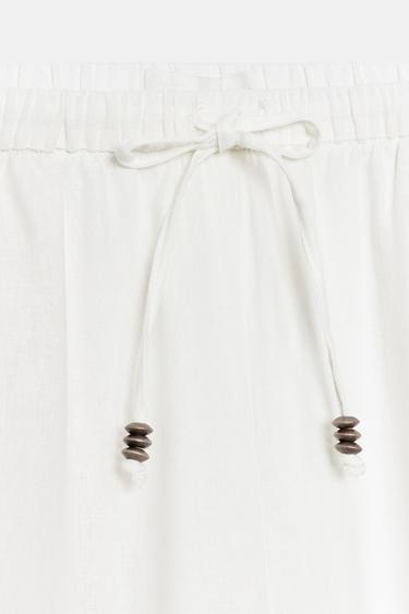 PANTALON DROIT AVEC LIN - Blanc de Zara - Image 4