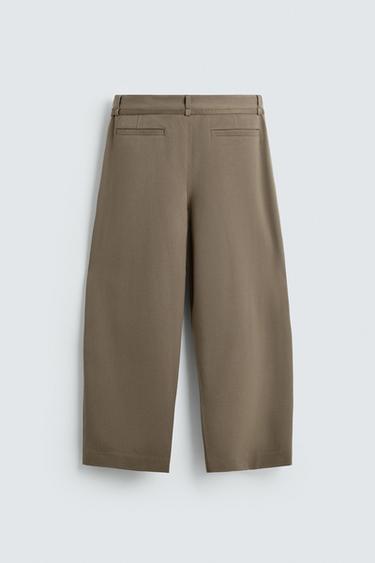 PANTALON BALLOON FIT À PLIS AVEC CEINTURE - Marron / Taupe de Zara - Image 8
