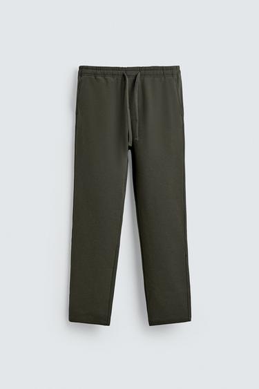 COMFORT FIT JOGGER WAIST TROUSERS - Dark green by Zara