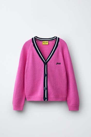 CONTRAST TRIM CARDIGAN PENN © - Neon pink by Zara