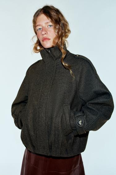 BOMBER JACKET WITH TABS — Brown marl 1