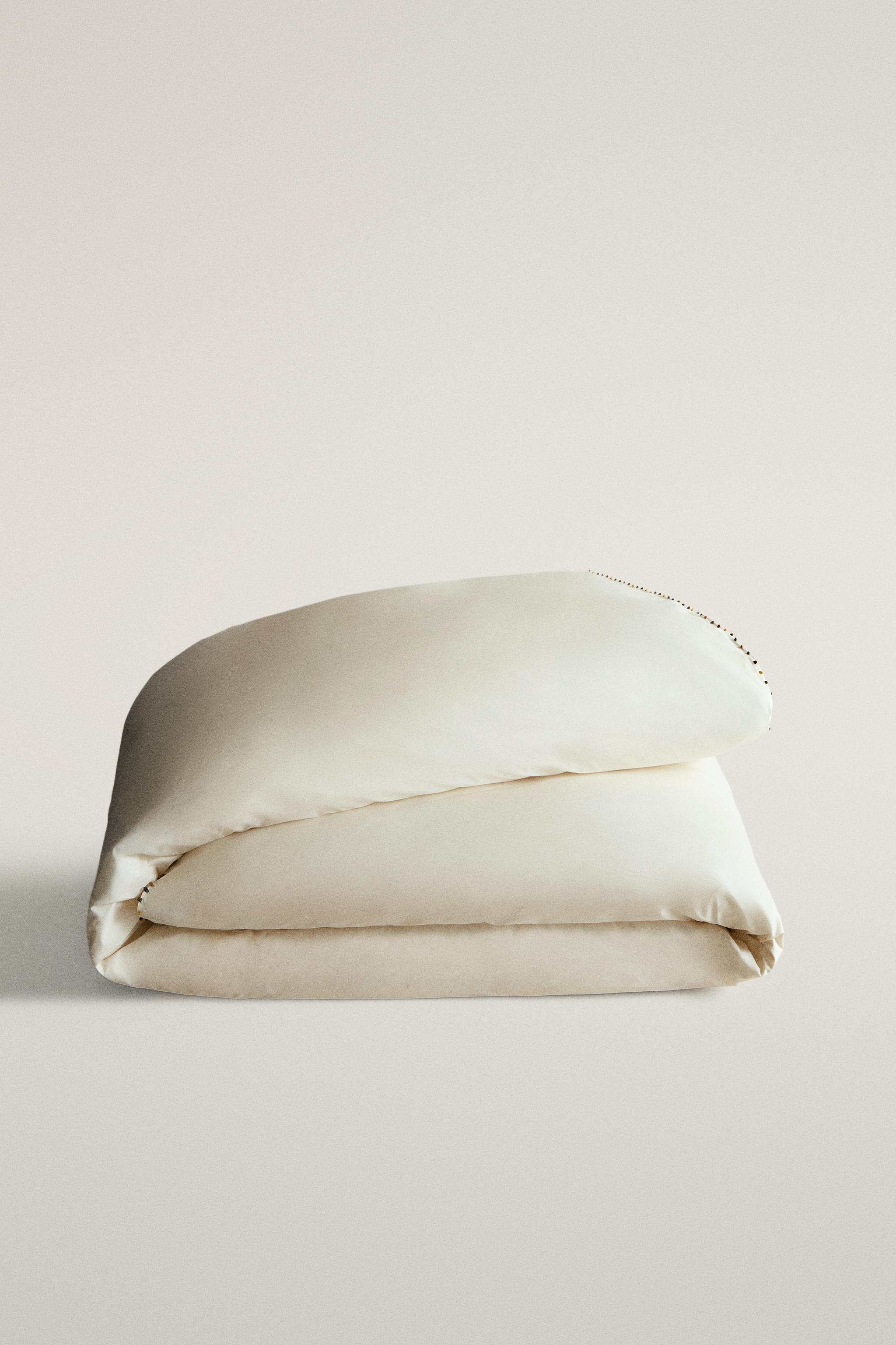POM-POM COTTON PERCALE DUVET COVER (300 THREAD COUNT)