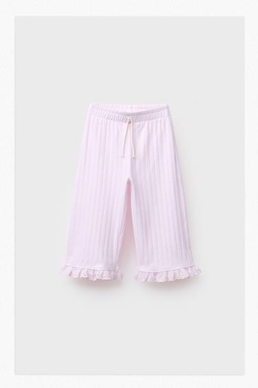 SWISS EMBROIDERY JACQUARD TROUSERS - Pink / Mauve by Zara