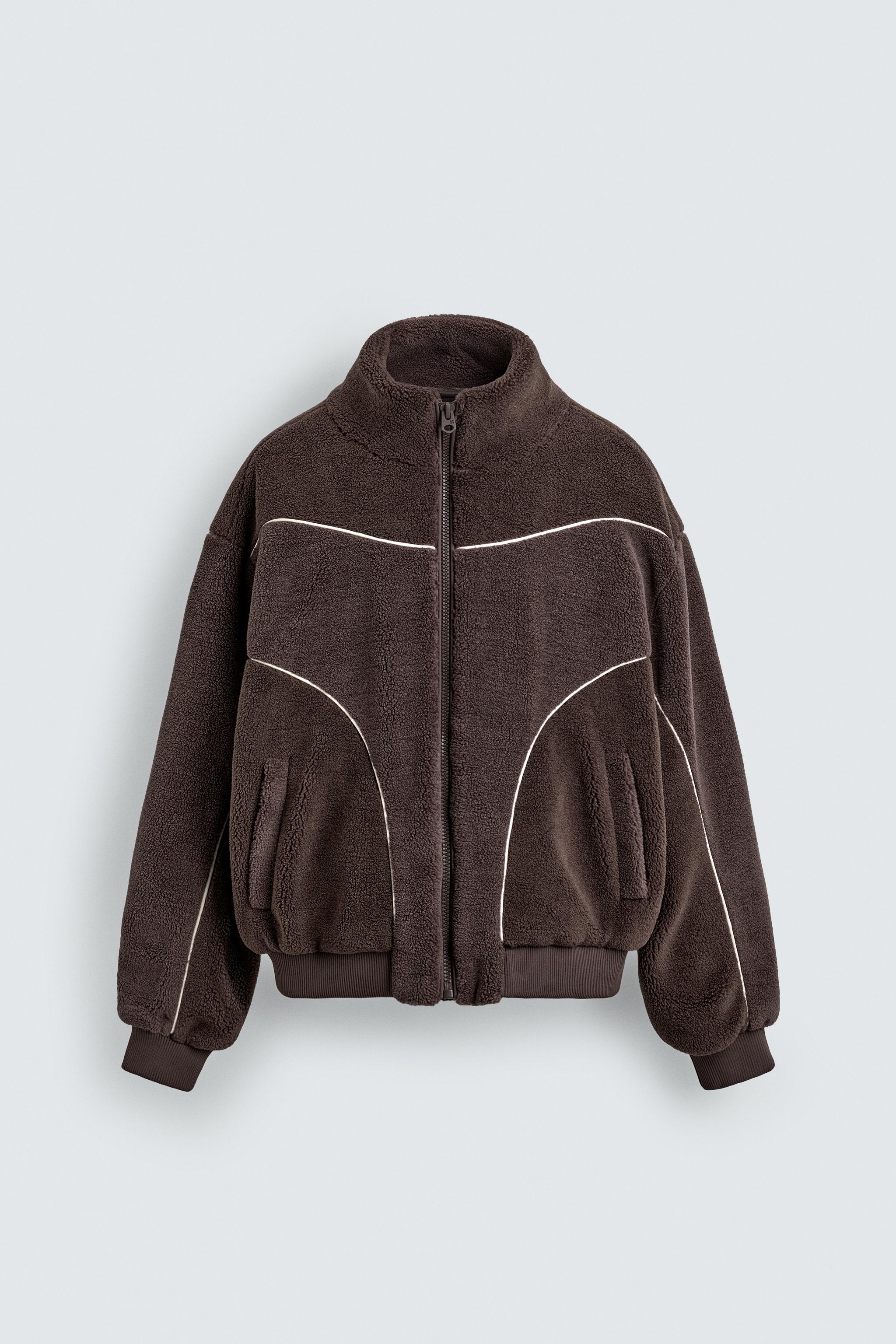 CONTRAST FAUX SHEARLING JACKET