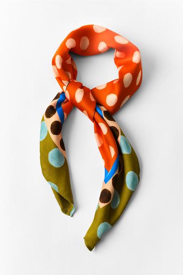 100% VISCOSE POLKA DOT SCARF - Orange by Zara