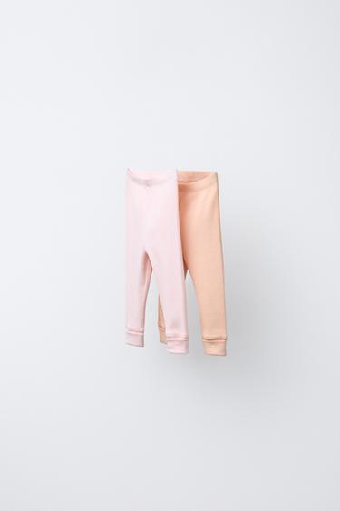 Zara TWO-PACK ADJUSTABLE RIBBED LEGGINGS - Pink - Image 0
