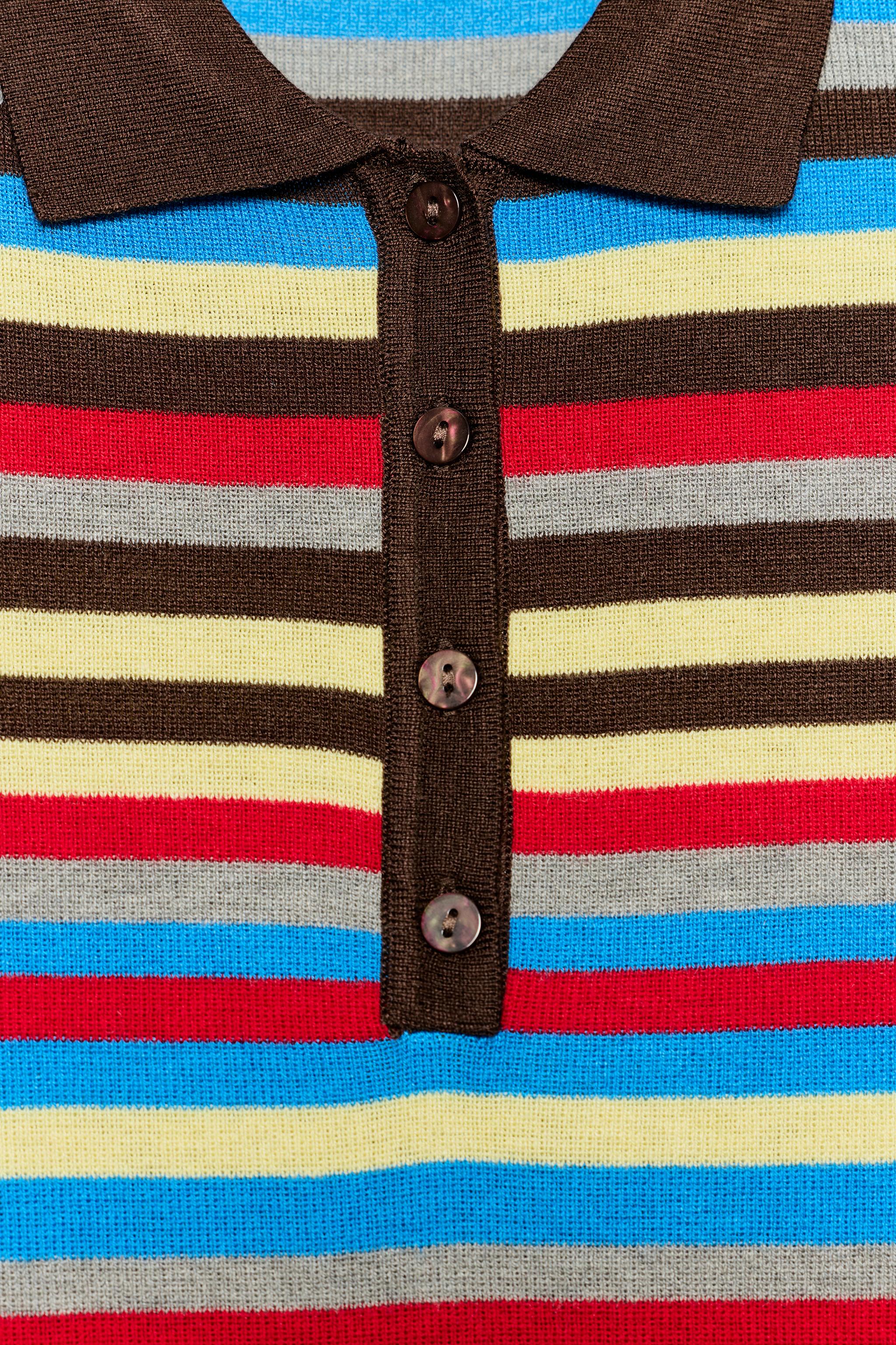 Детские свитеры Zara STRIPED KNIT POLO JUMPER — фото 8
