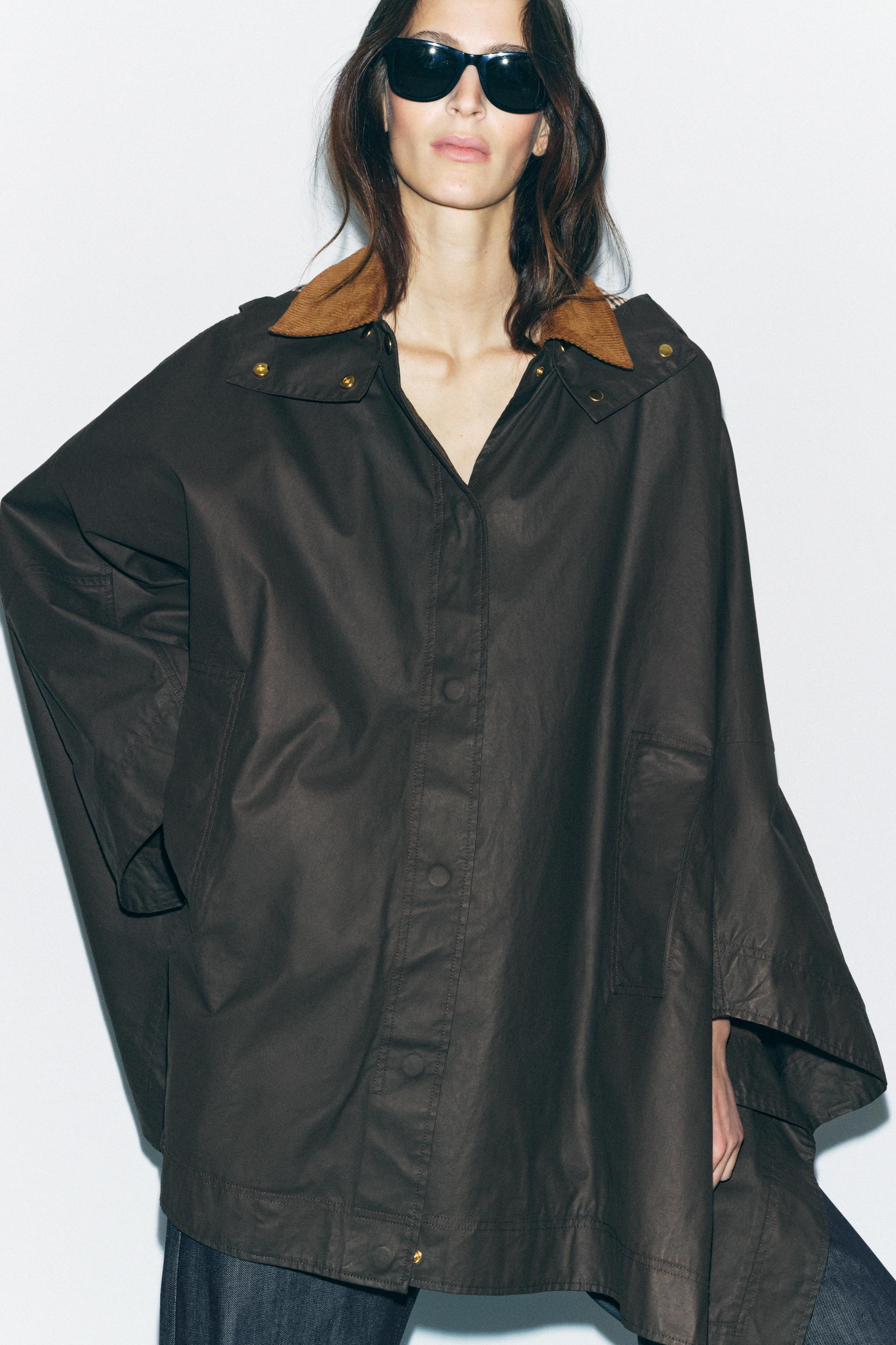 【ZARA】ワックス加工ケープ コーデュロイカラー 2969/040/717 ZW COLLECTION ワックス加工ケープ コーデュロイカラー