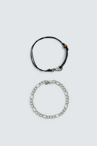 Zara 撞色拼接手鍊2件套 - 銀色