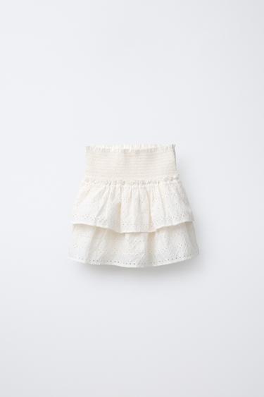 FALDA BERMUDA BORDADOS - Blanco roto de Zara - Imagen 0