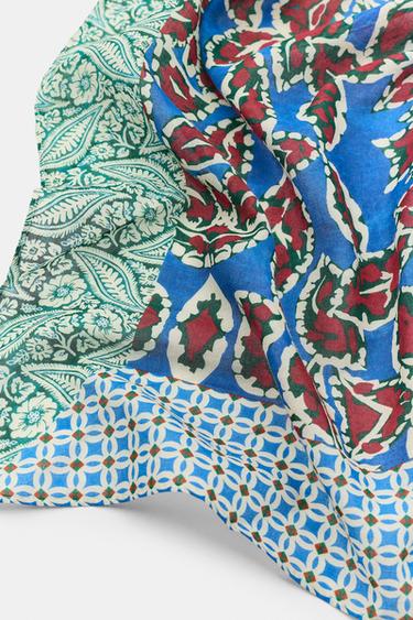 FOULARD À IMPRIMÉ CARREAUX - Bleu de Zara - Image 2