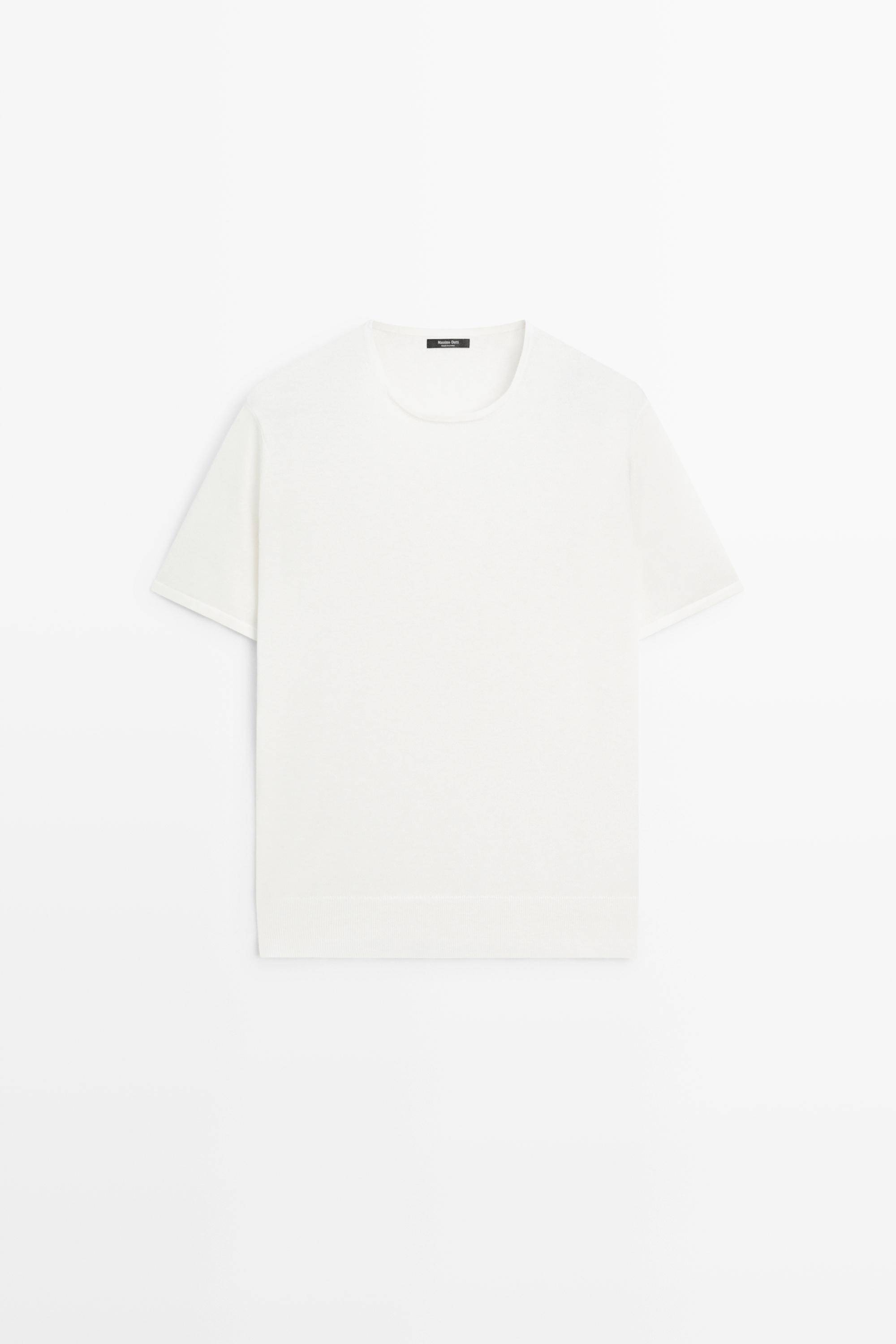 Cotton blend knit short-sleeve sweater