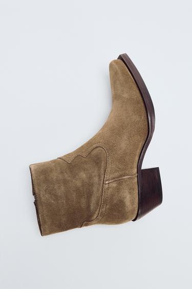 BOTÍN COWBOY SERRAJE - Tostado oscuro de Zara